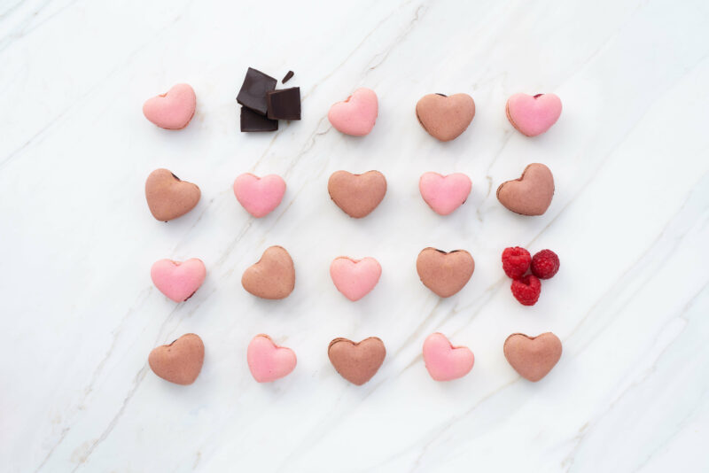 box of heart macarons arapina