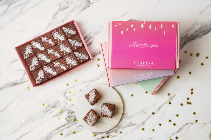 just for you triple chocolate & salted caramel brownie box