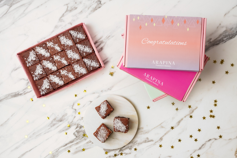 congratulations triple chocolate & salted caramel brownie box